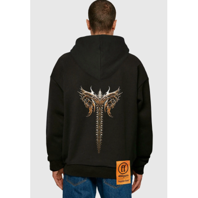 Forgotten Faces CHROME WINGS ULTRA HEAVY OVERSIZED Hoodie Μαύρο