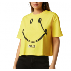 KARL KANI Small Signature Smiley Cropped T-Shirt Κίτρινο