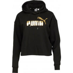 Puma Ess+ Cropped Metallic Logo Hoodie Μαύρο