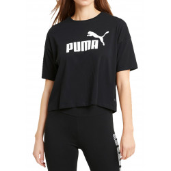 Puma Ess Cropped Logo Tee Μαύρο