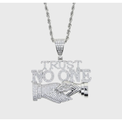 Iced Out Trust No One Pendant Chain Iced Out Trust No One Pendant Chain