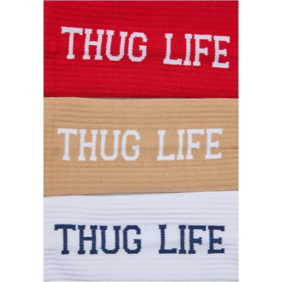 KARL KANI THUG LIFE 3-PAIRS SOCKS UNISEX ΚΑΛΤΣΕΣ POLYESTER/ELASTANE – WHITE/RED/BEIGE