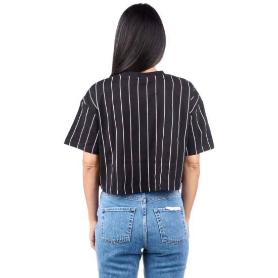 Karl Kani Small Signature Essential Pinstripe Crop Tee Black/White Μαύρο
