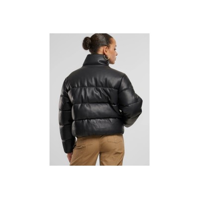 Karl Kani Serif Crop PU Puffer Jacket Μαύρο Karl Kani Serif Crop PU Puffer Jacket Μαύρο