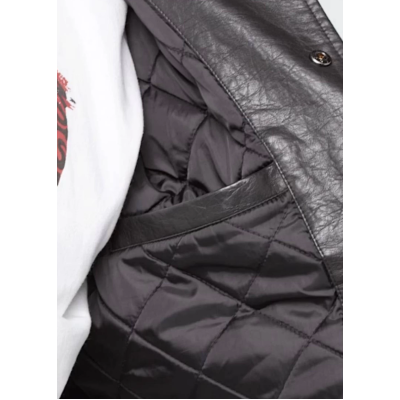 Karl Kani Western PU Leather College Jacket Μαύρο Karl Kani Western PU Leather College Jacket Μαύρο