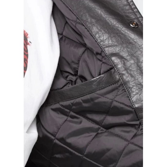 Karl Kani Western PU Leather College Jacket Μαύρο