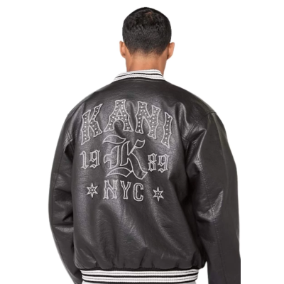 Karl Kani Western PU Leather College Jacket Μαύρο