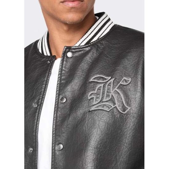 Karl Kani Western PU Leather College Jacket Μαύρο