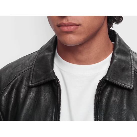 Karl Kani Signature PU Leather Bomber Jacket Μαύρο Karl Kani Signature PU Leather Bomber Jacket Μαύρο