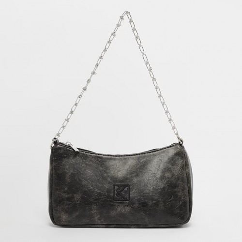 Karl Kani OG Crackle PU Knot Chain Shoulder Bag Μαύρο