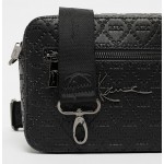 Karl Kani Signature Monogram Aop Pu Leather Messenger Bag Black  Μαύρο