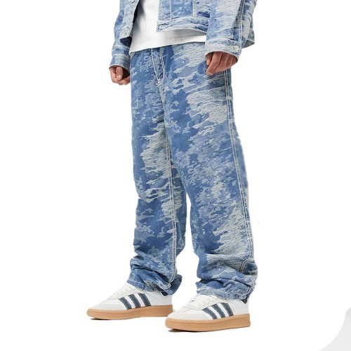 Karl Kani OG K Distress Camo Five Pocket Denim Μπλε