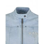 Karl Kani Retro Tm Denim Biker Jacket Bleached Blue  Μπλε