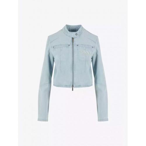 Karl Kani Retro Tm Denim Biker Jacket Bleached Blue  Μπλε