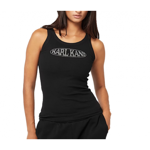 Karl Kani Woven Signature Rhinestone Rib Tank Μαύρο