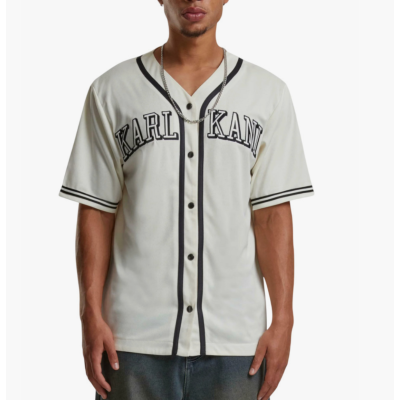 Karl Kani College Baseball shirt Off White/black Μπεζ Karl Kani College Baseball shirt Off White/black Μπεζ