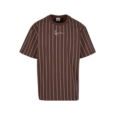 Karl Kani Small Signature Essential Pinstripe Tee Brown Καφέ
