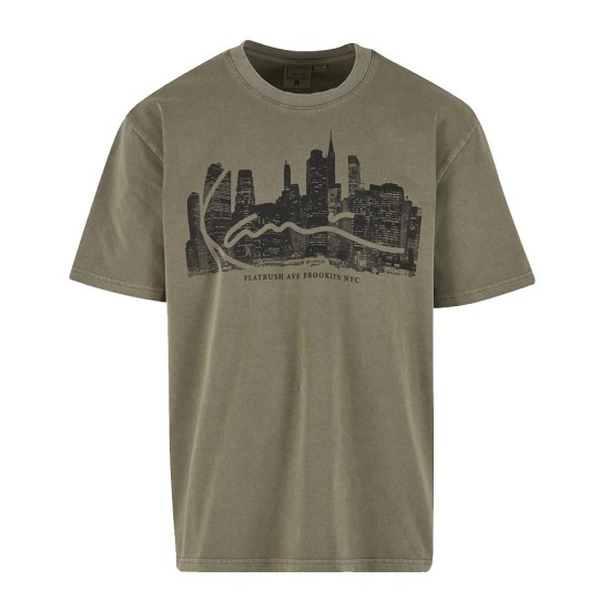 KARL KANI SIGNATURE SKYLINE WASHED BOXY T-SHIRT Λαδί