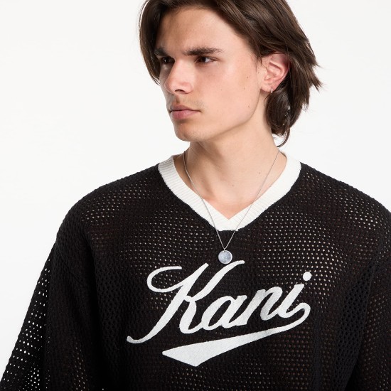KARL KANI MAN CURSIVE VARSITY CROCHET BOXY BLACK Μαύρο KARL KANI MAN CURSIVE VARSITY CROCHET BOXY BLACK Μαύρο