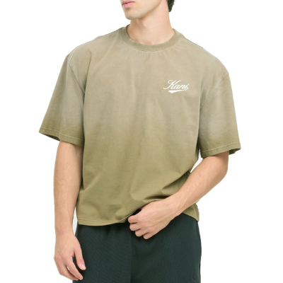 Karl Kani Cursive Varsity Gradient Boxy T-Shirt Khaki  Λαδί