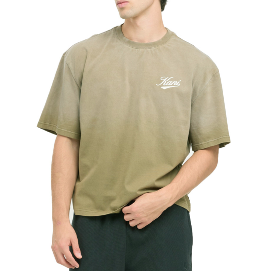 Karl Kani Cursive Varsity Gradient Boxy T-Shirt Khaki  Λαδί