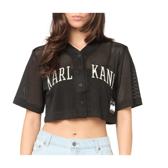 Karl Kani Mesh Cropped Baseball Shirt Μαύρο