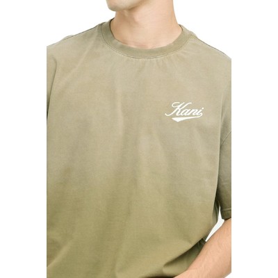 Karl Kani Cursive Varsity Gradient Boxy T-Shirt Khaki  Λαδί