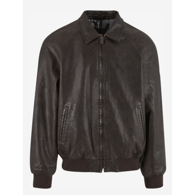 Karl Kani Signature Pu Leather Bomber Jacket Καφέ