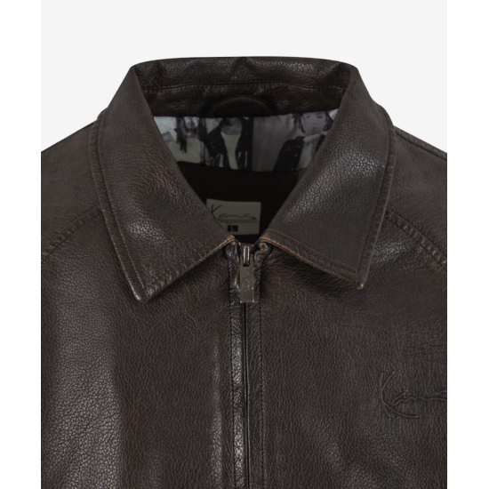 Karl Kani Signature Pu Leather Bomber Jacket Καφέ