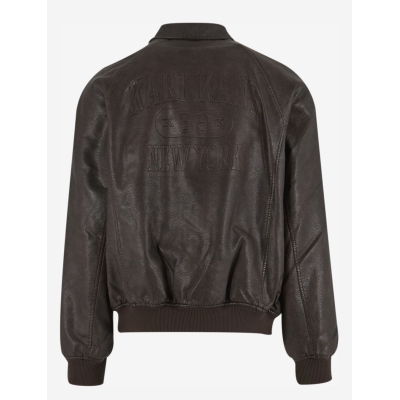 Karl Kani Signature Pu Leather Bomber Jacket Καφέ