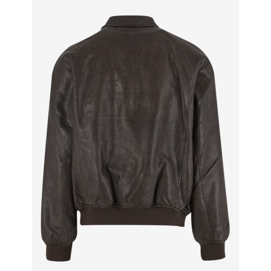 Karl Kani Signature Pu Leather Bomber Jacket Καφέ