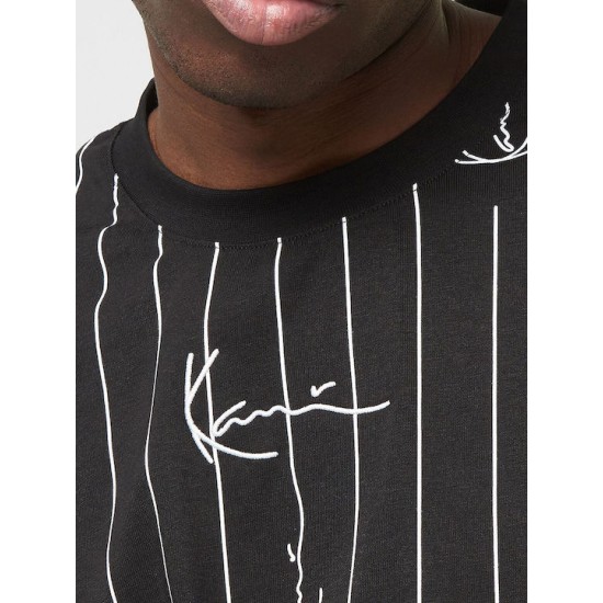 Karl Kani Small Signature Essential Pinstripe Crop Tee Black/White Μαύρο
