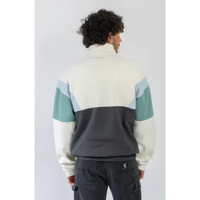 Kaotiko Sweatshirt Arthur Ivory Black Niagara Relaxed Fit Πολύχρωμο