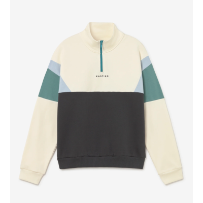 Kaotiko Sweatshirt Arthur Ivory Black Niagara Relaxed Fit Πολύχρωμο