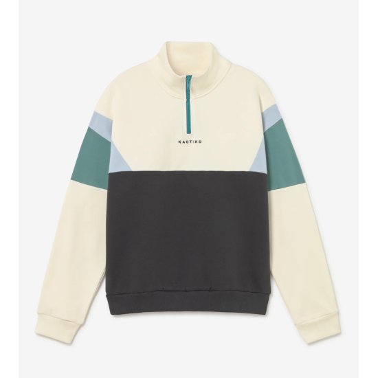 Kaotiko Sweatshirt Arthur Ivory Black Niagara Relaxed Fit Πολύχρωμο