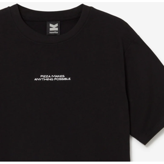 Kaotiko Regular Pizza Makes Anything Black T-Shirt Μαύρο