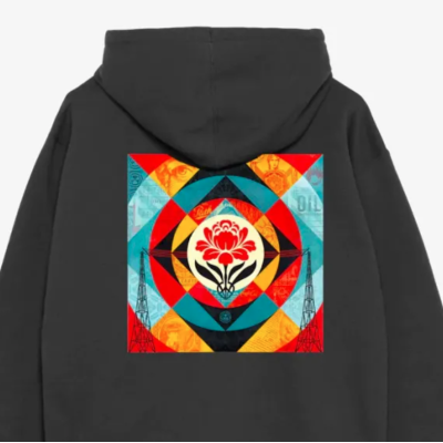 Geometric Power Canvas Fleece Hoodie Μαύρο Geometric Power Canvas Fleece Hoodie Μαύρο