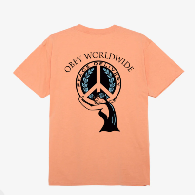 OBEY PEACE DELIVERY CLASSIC T-SHIRT PEACH OBEY PEACE DELIVERY CLASSIC T-SHIRT PEACH