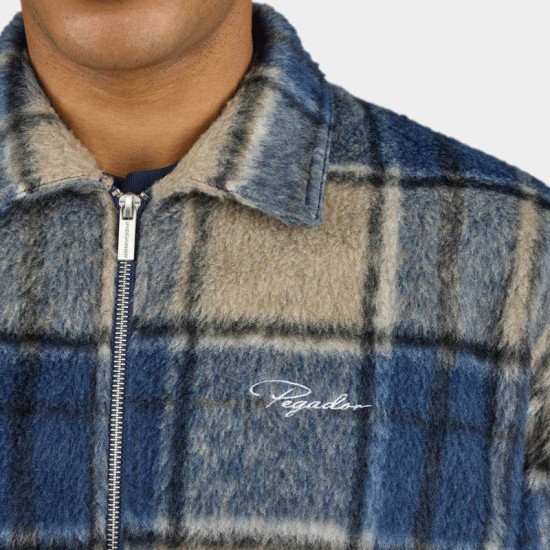 Pegador Overshirt Long-sleeved Flannel Shirt Checked Stone Μπλε