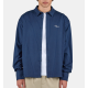 PEGADOR Pikal Oversized Longsleeve Shirt Pinstriped Indigo Navy White Μπλε