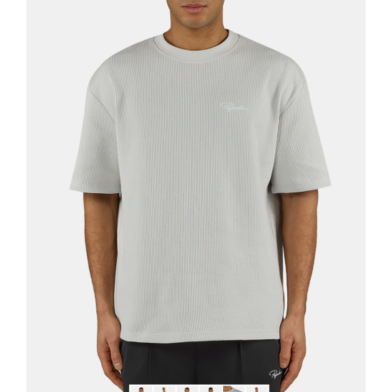 Pegador Signar Oversized Rib Tee Washed Fog Grey Γκρι