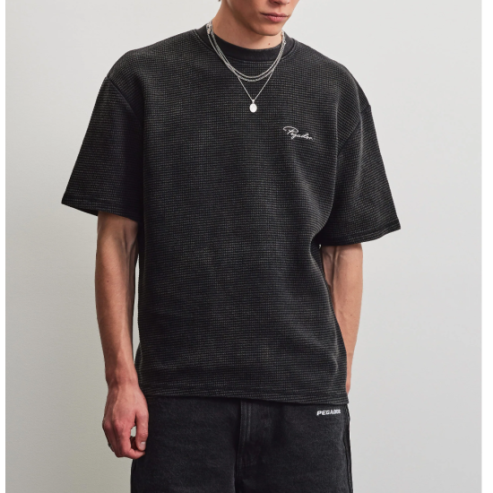 Pegador Signar Oversized Waffle Tee Vintage Black Μαύρο
