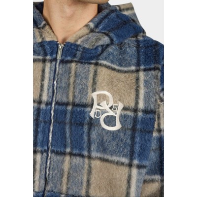 Pegador Faren Oversized Furry Flannel Jacket Checked Indigo Navy Stone Μπλε