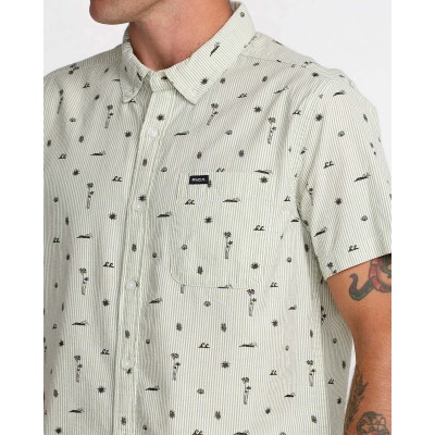 RVCA That ll Do Seersucker Short Sleeve Shirt Ranger Green RVCA That ll Do Seersucker Short Sleeve Shirt Ranger Green