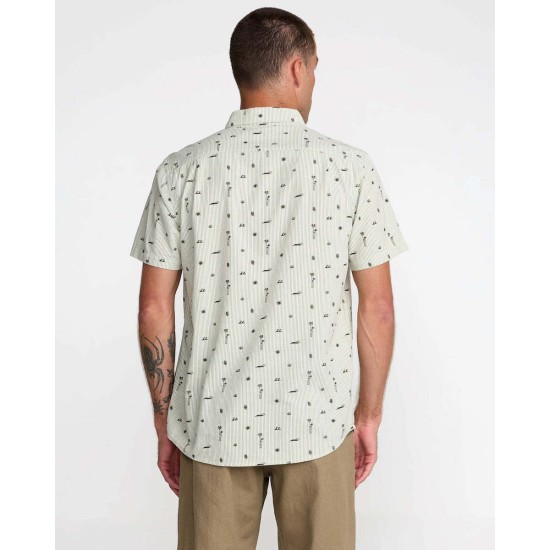 RVCA That ll Do Seersucker Short Sleeve Shirt Ranger Green 