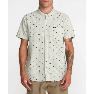 RVCA That ll Do Seersucker Short Sleeve Shirt Ranger Green 