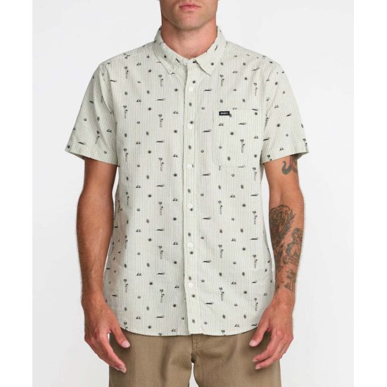 RVCA That ll Do Seersucker Short Sleeve Shirt Ranger Green 