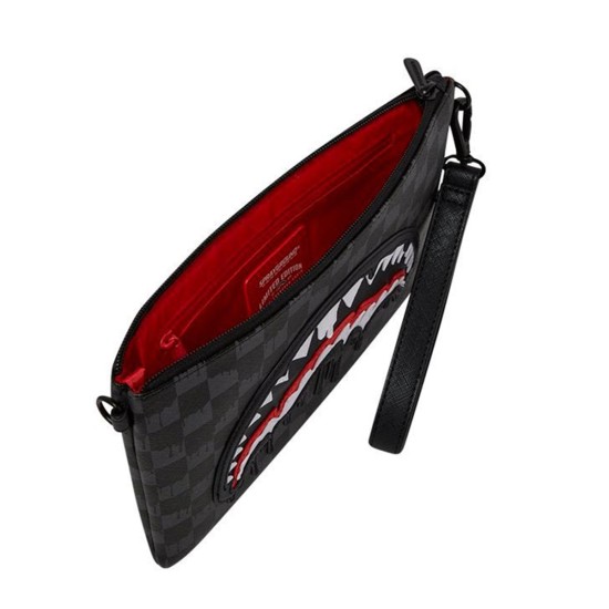Spray Ground Dripping Sharks in Paris crossbody clutch Mαύρο