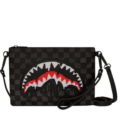 Spray Ground Dripping Sharks in Paris crossbody clutch Mαύρο