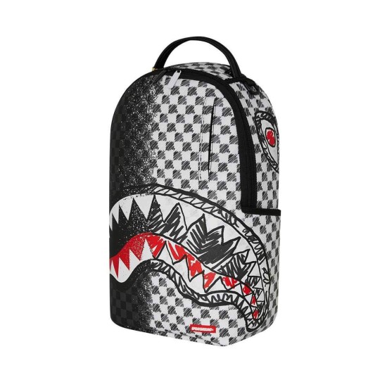 Sprayground GREY CHECK SCRIBBLE SPLIT BACKPACK Dlxsv Μαύρο